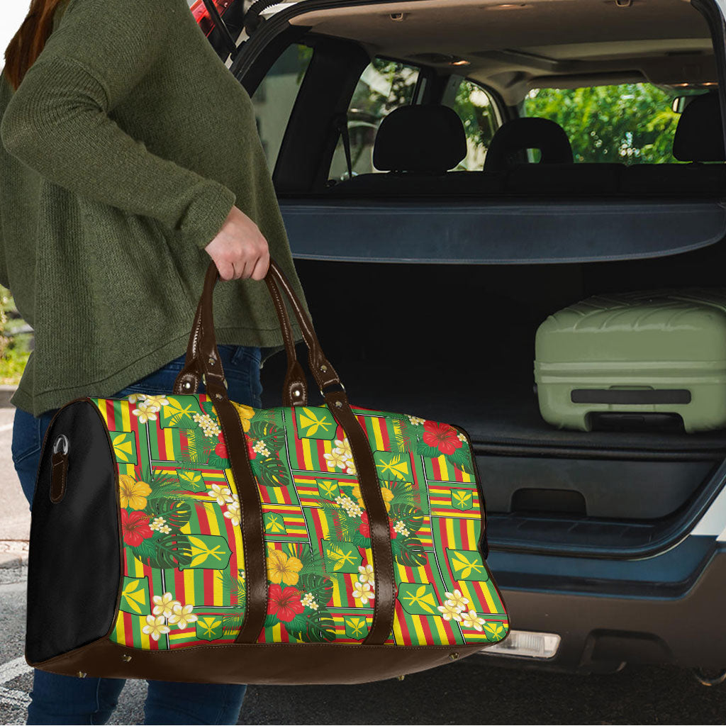 Hawaii Kanaka Maoli Hibiscus Travel Bag Hawaiian Flag Motif