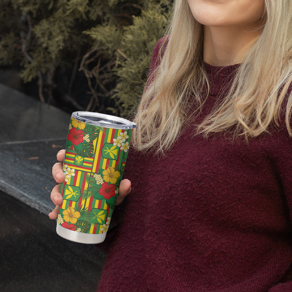 Hawaii Kanaka Maoli Hibiscus Tumbler Cup Hawaiian Flag Motif
