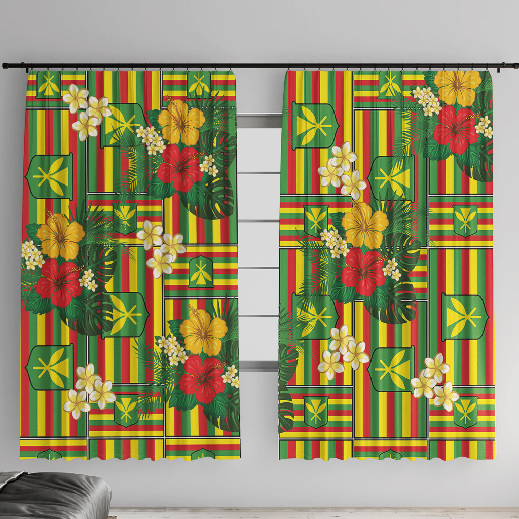 Hawaii Kanaka Maoli Hibiscus Window Curtain Hawaiian Flag Motif