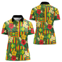 Hawaii Kanaka Maoli Hibiscus Women Polo Shirt Hawaiian Flag Motif