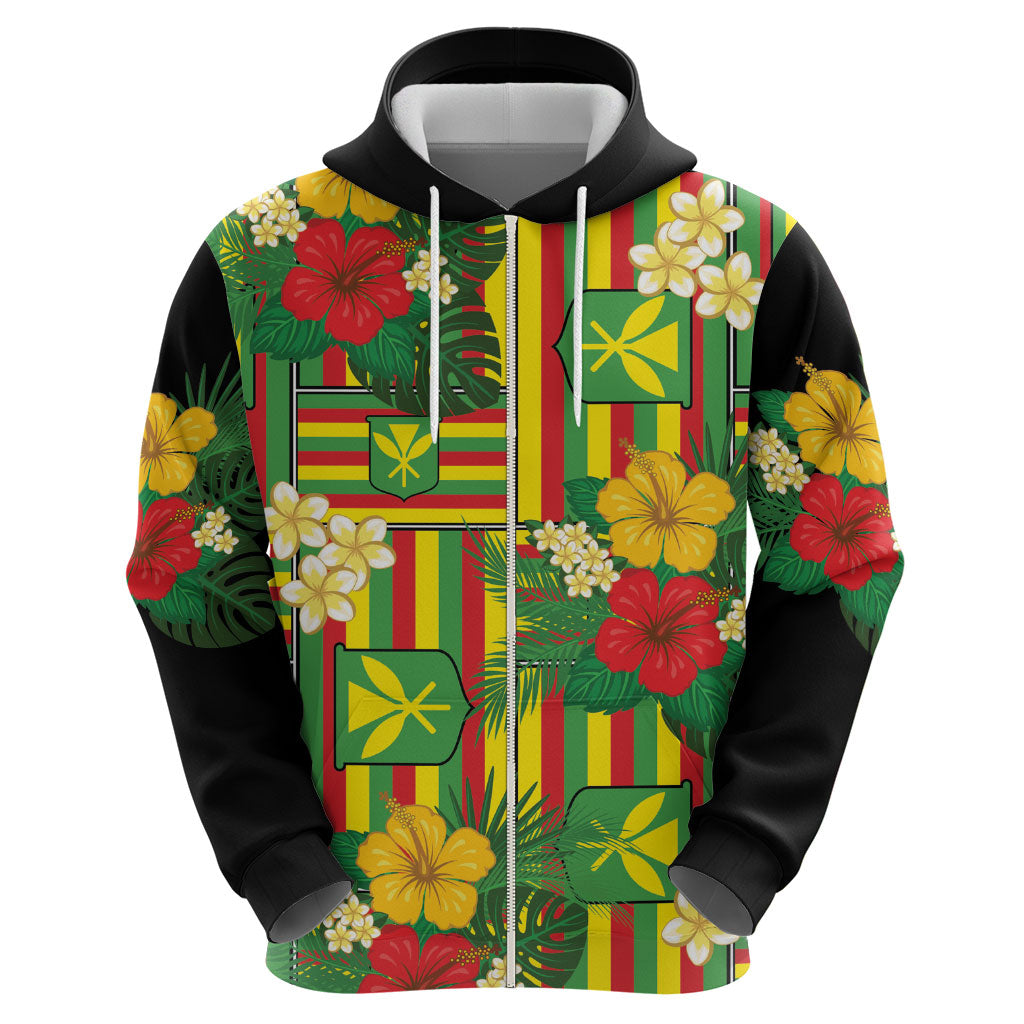 Hawaii Kanaka Maoli Hibiscus Zip Hoodie Hawaiian Flag Motif