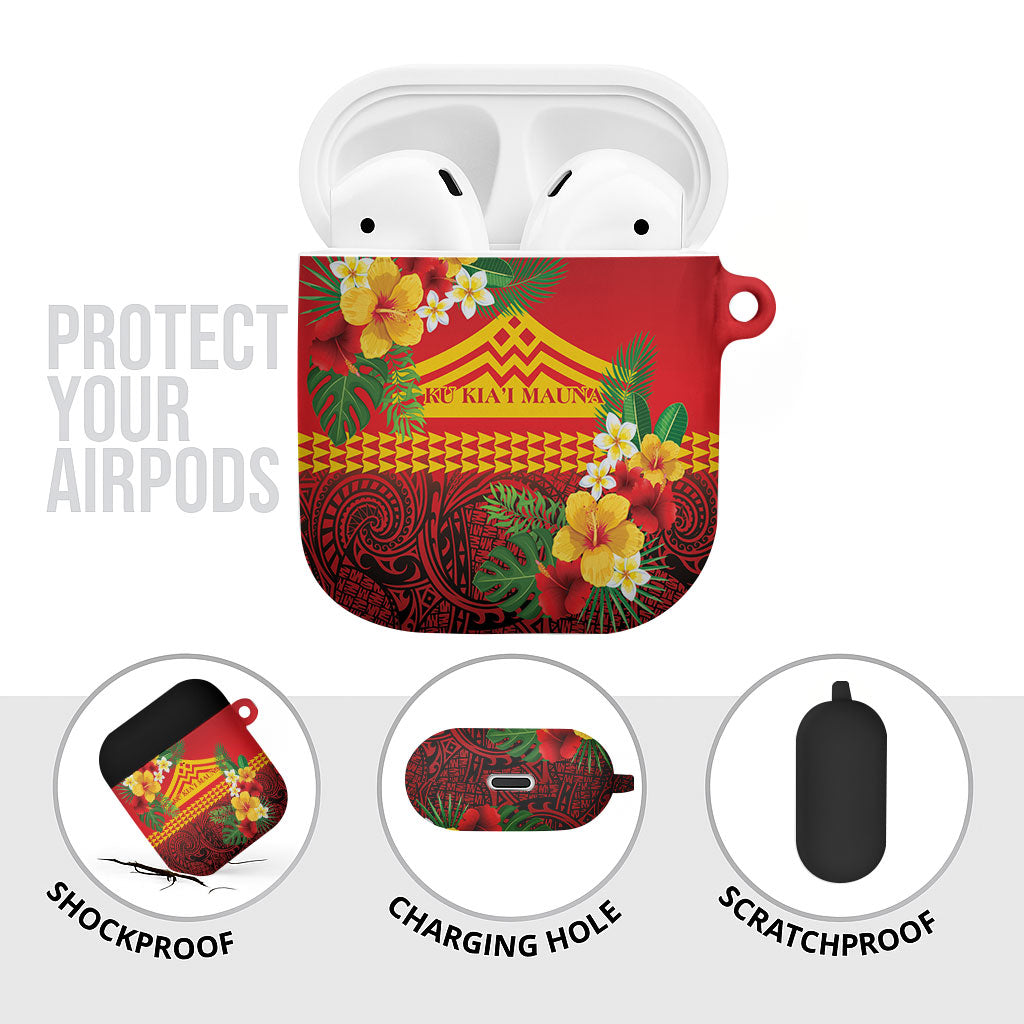 Hawaii Ku Kia'i Mauna AirPods Case Hibiscus Kakau Pattern