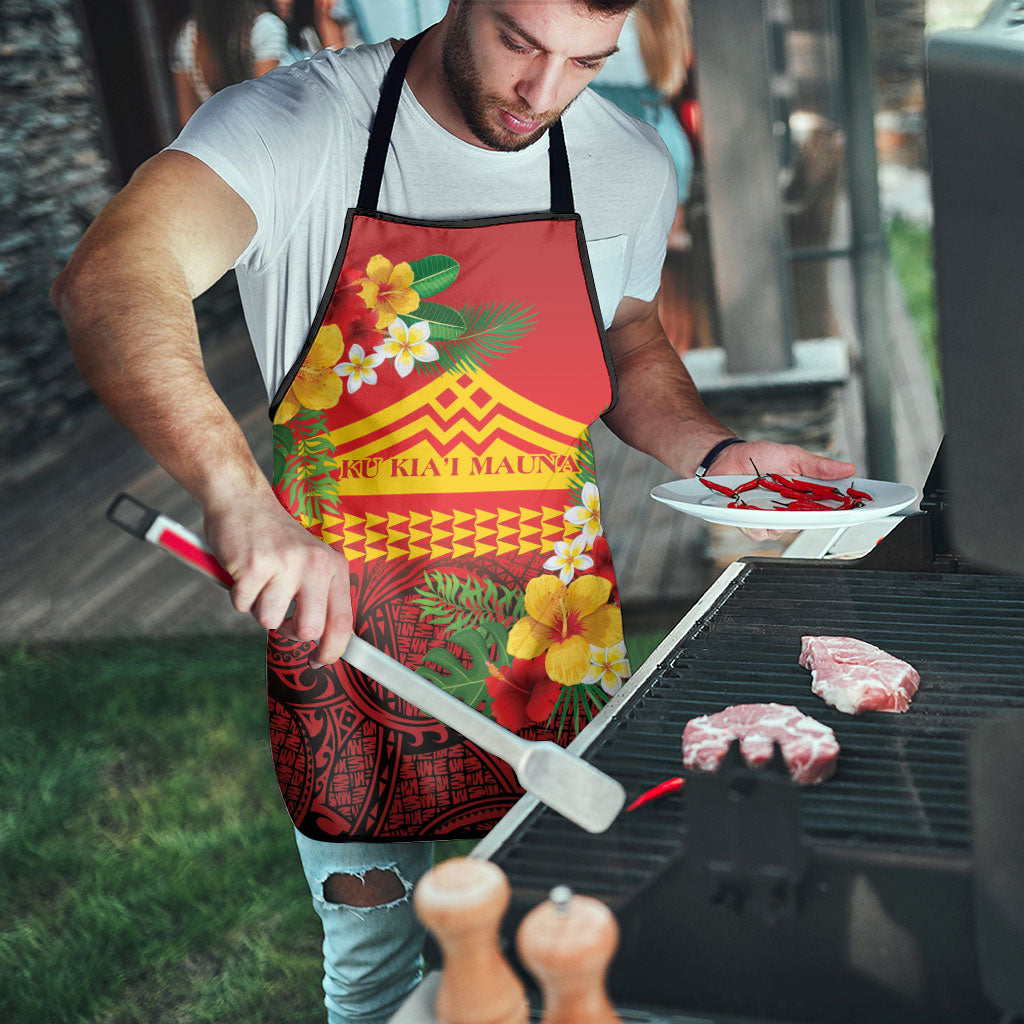 Hawaii Ku Kia'i Mauna Apron Hibiscus Kakau Pattern