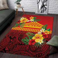 Hawaii Ku Kia'i Mauna Area Rug Hibiscus Kakau Pattern