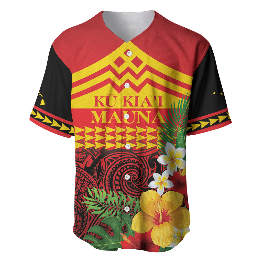 Hawaii Ku Kia'i Mauna Personalized Baseball Jersey Hibiscus Kakau Pattern LT9 Red - Polynesian Pride