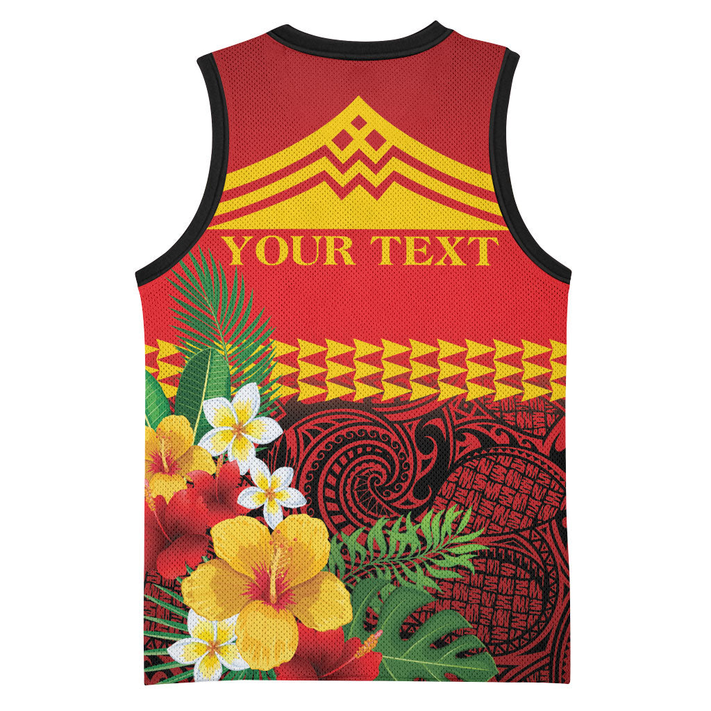 Hawaii Ku Kia'i Mauna Personalized Basketball Jersey Hibiscus Kakau Pattern