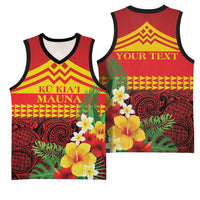 Hawaii Ku Kia'i Mauna Personalized Basketball Jersey Hibiscus Kakau Pattern