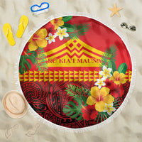 Hawaii Ku Kia'i Mauna Beach Blanket Hibiscus Kakau Pattern