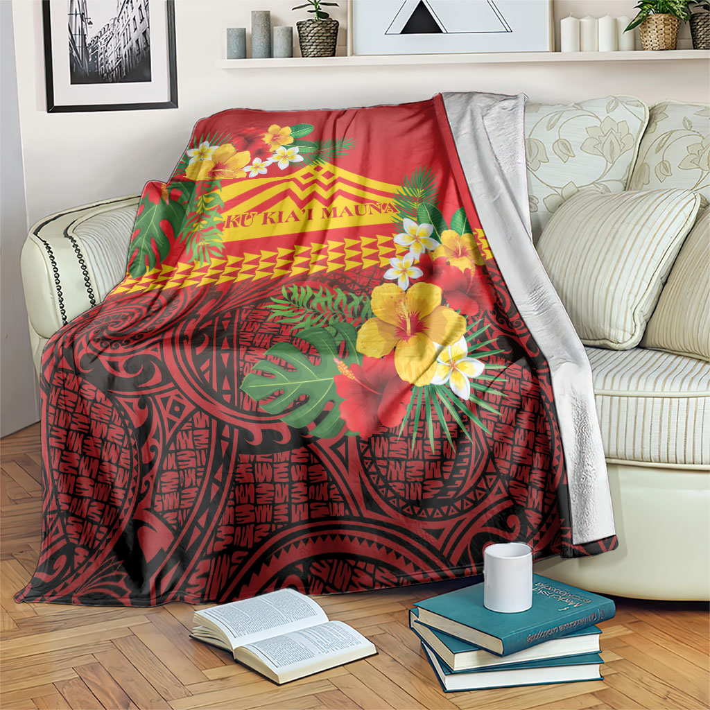 Hawaii Ku Kia'i Mauna Blanket Hibiscus Kakau Pattern LT9 Red - Polynesian Pride