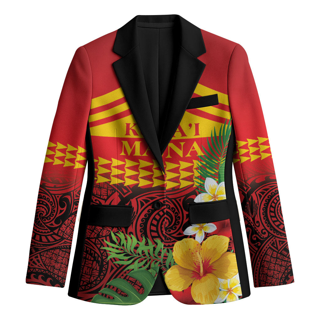 Hawaii Ku Kia'i Mauna Personalized Blazer Hibiscus Kakau Pattern LT9 Unisex Red - Polynesian Pride