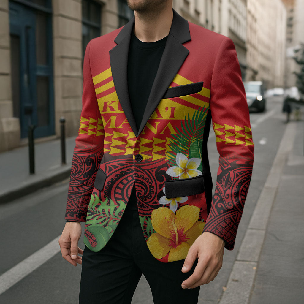 Hawaii Ku Kia'i Mauna Personalized Blazer Hibiscus Kakau Pattern