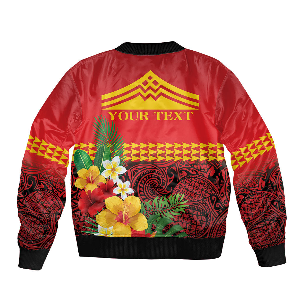 Hawaii Ku Kia'i Mauna Personalized Bomber Jacket Hibiscus Kakau Pattern