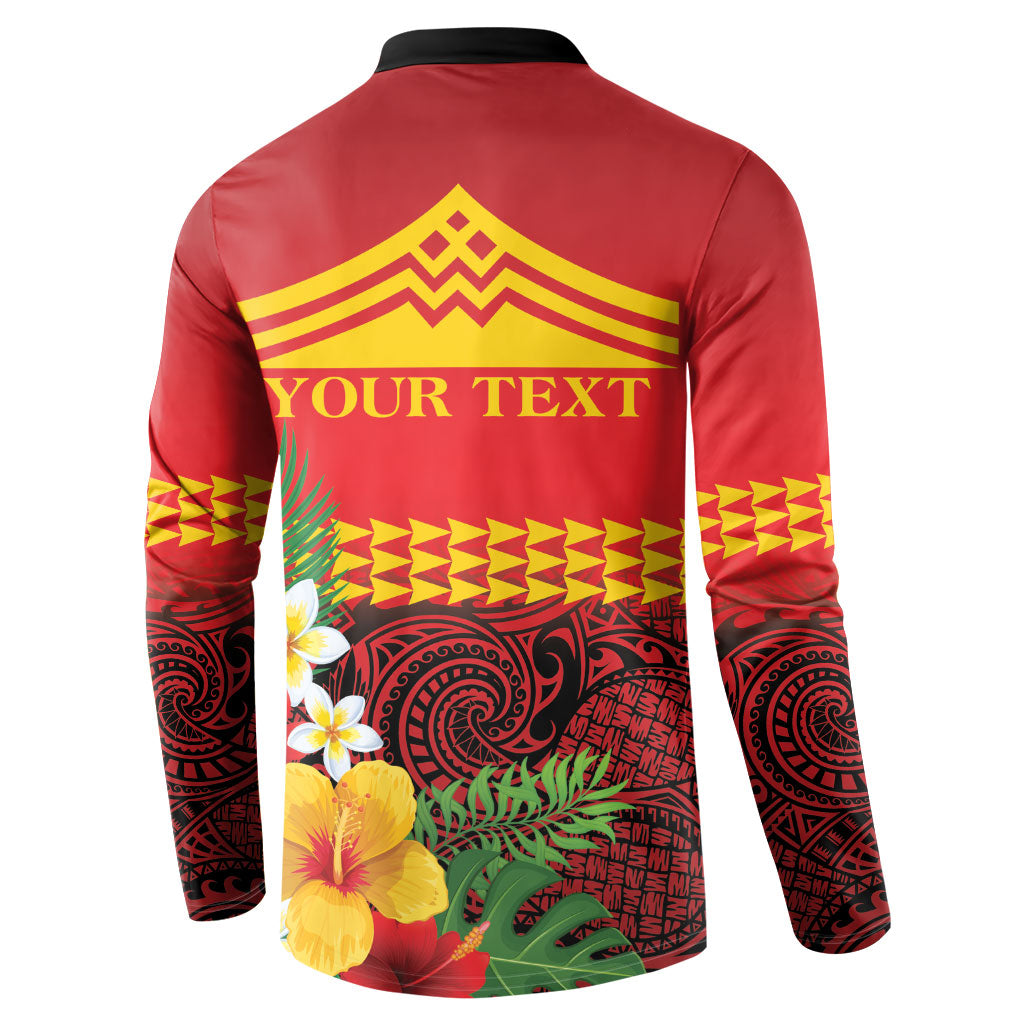 Hawaii Ku Kia'i Mauna Personalized Button Sweatshirt Hibiscus Kakau Pattern