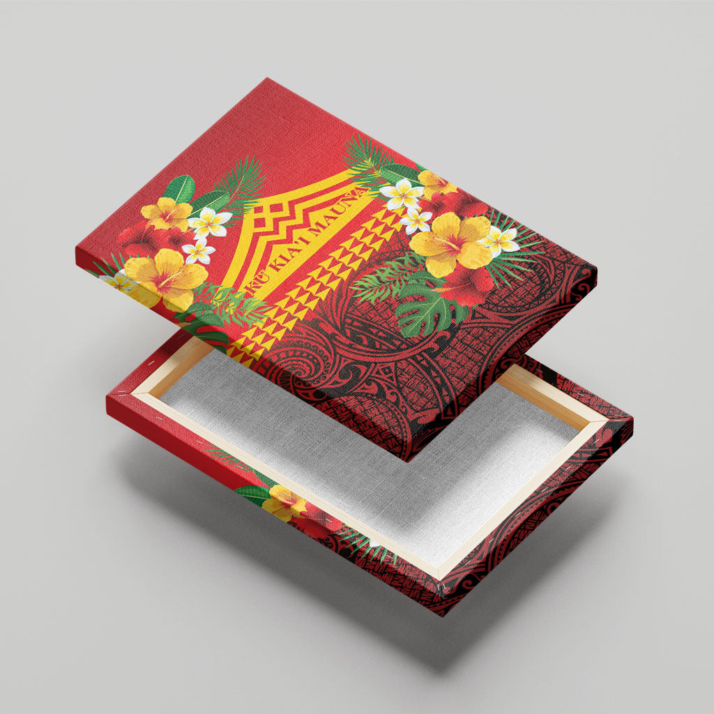 Hawaii Ku Kia'i Mauna Canvas Wall Art Hibiscus Kakau Pattern