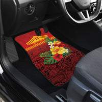 Hawaii Ku Kia'i Mauna Personalized Car Mats Hibiscus Kakau Pattern