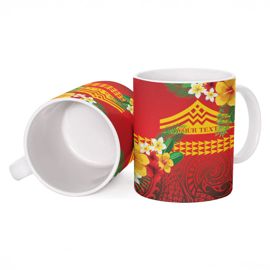 Hawaii Ku Kia'i Mauna Personalized Ceramic Mug Hibiscus Kakau Pattern