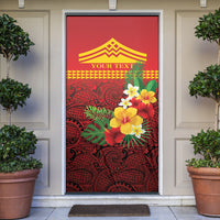 Hawaii Ku Kia'i Mauna Personalized Door Cover Hibiscus Kakau Pattern