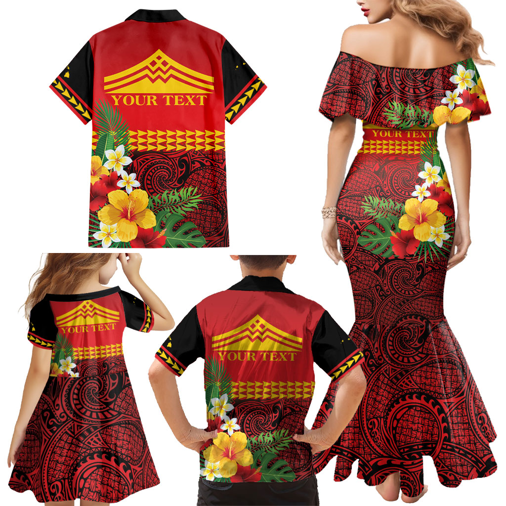 Hawaii Ku Kia'i Mauna Personalized Family Matching Mermaid Dress and Hawaiian Shirt Hibiscus Kakau Pattern