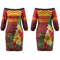 Hawaii Ku Kia'i Mauna Personalized Family Matching Off The Shoulder Long Sleeve Dress and Hawaiian Shirt Hibiscus Kakau Pattern LT9 - Polynesian Pride