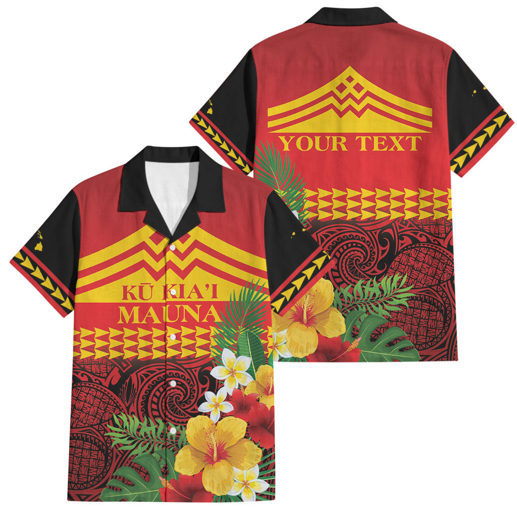 Hawaii Ku Kia'i Mauna Personalized Family Matching Off The Shoulder Long Sleeve Dress and Hawaiian Shirt Hibiscus Kakau Pattern LT9 Dad's Shirt - Short Sleeve Red - Polynesian Pride