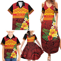 Hawaii Ku Kia'i Mauna Personalized Family Matching Summer Maxi Dress and Hawaiian Shirt Hibiscus Kakau Pattern