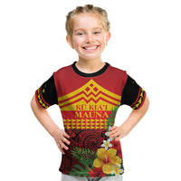 Hawaii Ku Kia'i Mauna Personalized Kid T Shirt Hibiscus Kakau Pattern