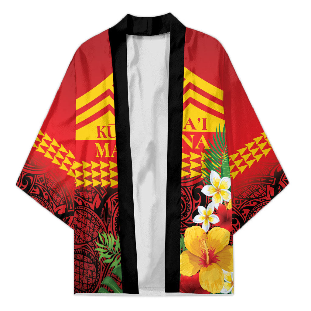 Hawaii Ku Kia'i Mauna Personalized Kimono Hibiscus Kakau Pattern LT9 Unisex Red - Polynesian Pride