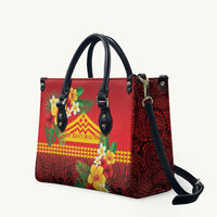 Hawaii Ku Kia'i Mauna Leather Bag Hibiscus Kakau Pattern