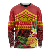 Hawaii Ku Kia'i Mauna Personalized Long Sleeve Shirt Hibiscus Kakau Pattern