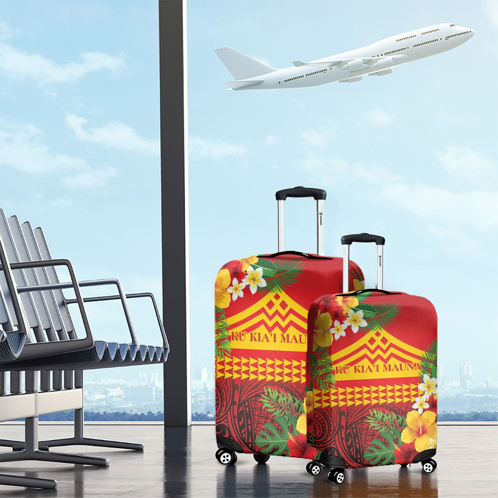 Hawaii Ku Kia'i Mauna Luggage Cover Hibiscus Kakau Pattern