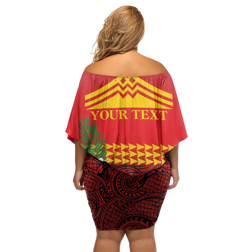Hawaii Ku Kia'i Mauna Personalized Off Shoulder Short Dress Hibiscus Kakau Pattern