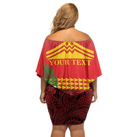 Hawaii Ku Kia'i Mauna Personalized Off Shoulder Short Dress Hibiscus Kakau Pattern