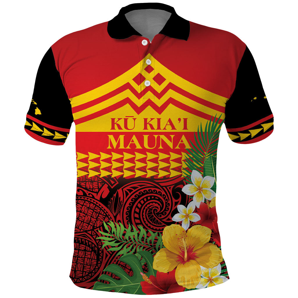 Hawaii Ku Kia'i Mauna Personalized Polo Shirt Hibiscus Kakau Pattern LT9 Red - Polynesian Pride