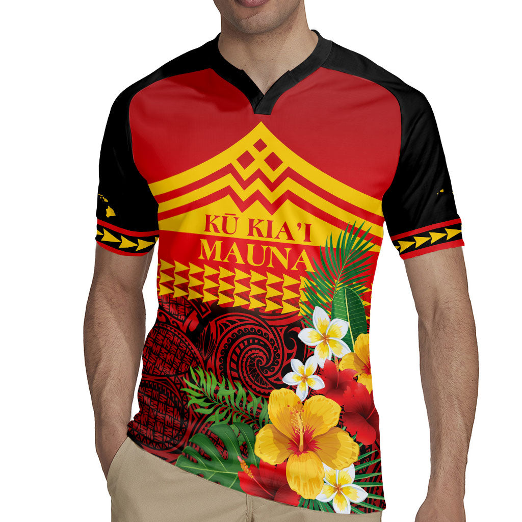 Hawaii Ku Kia'i Mauna Personalized Rugby Jersey Hibiscus Kakau Pattern
