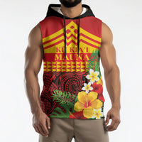Hawaii Ku Kia'i Mauna Personalized Sleeveless Hoodie Hibiscus Kakau Pattern