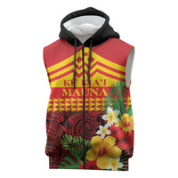 Hawaii Ku Kia'i Mauna Personalized Sleeveless Zip Hoodie Hibiscus Kakau Pattern