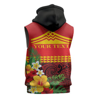 Hawaii Ku Kia'i Mauna Personalized Sleeveless Zip Hoodie Hibiscus Kakau Pattern