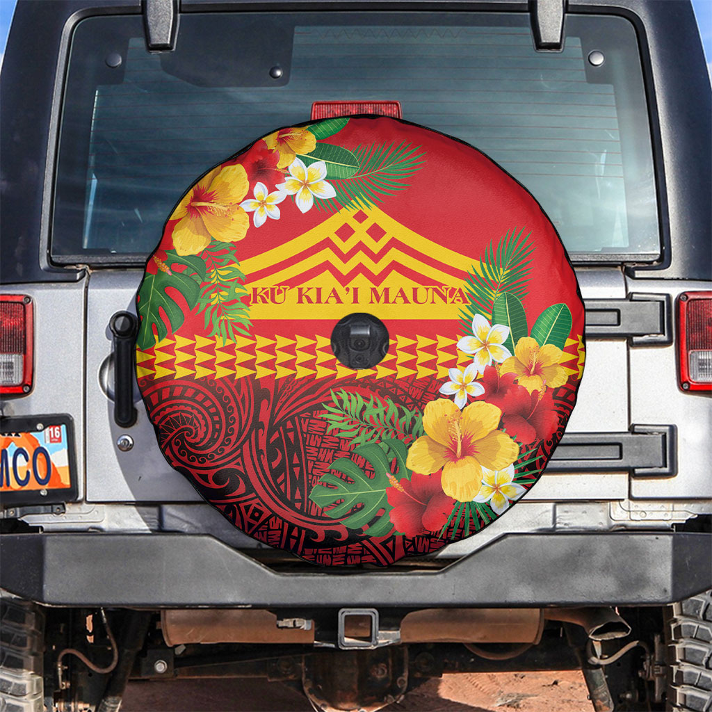 Hawaii Ku Kia'i Mauna Spare Tire Cover Hibiscus Kakau Pattern