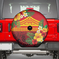 Hawaii Ku Kia'i Mauna Spare Tire Cover Hibiscus Kakau Pattern