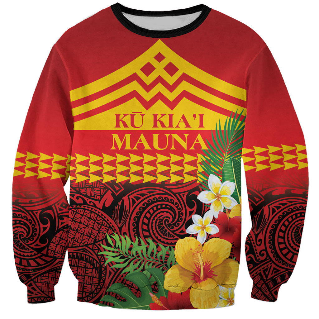 Hawaii Ku Kia'i Mauna Personalized Sweatshirt Hibiscus Kakau Pattern LT9 Unisex Red - Polynesian Pride