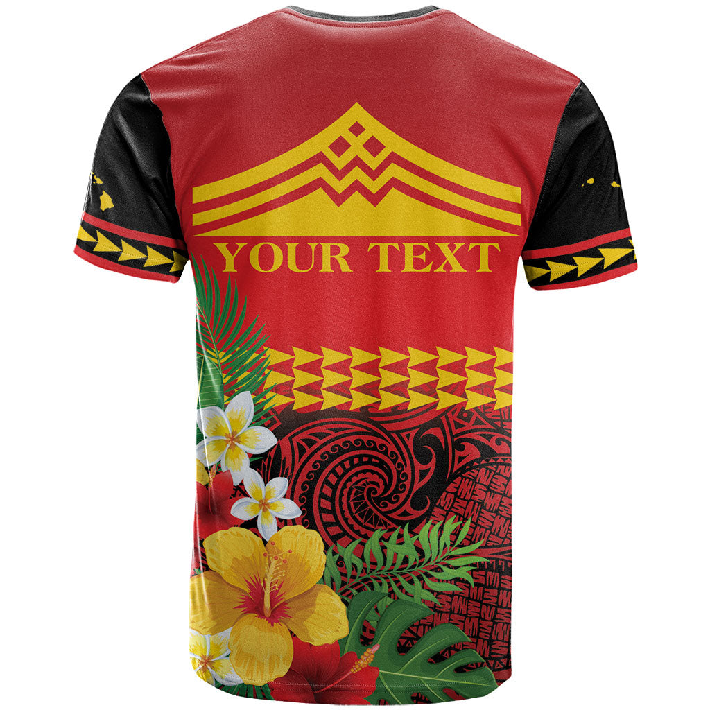 Hawaii Ku Kia'i Mauna Personalized T Shirt Hibiscus Kakau Pattern