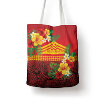 Hawaii Ku Kia'i Mauna Tote Bag Hibiscus Kakau Pattern
