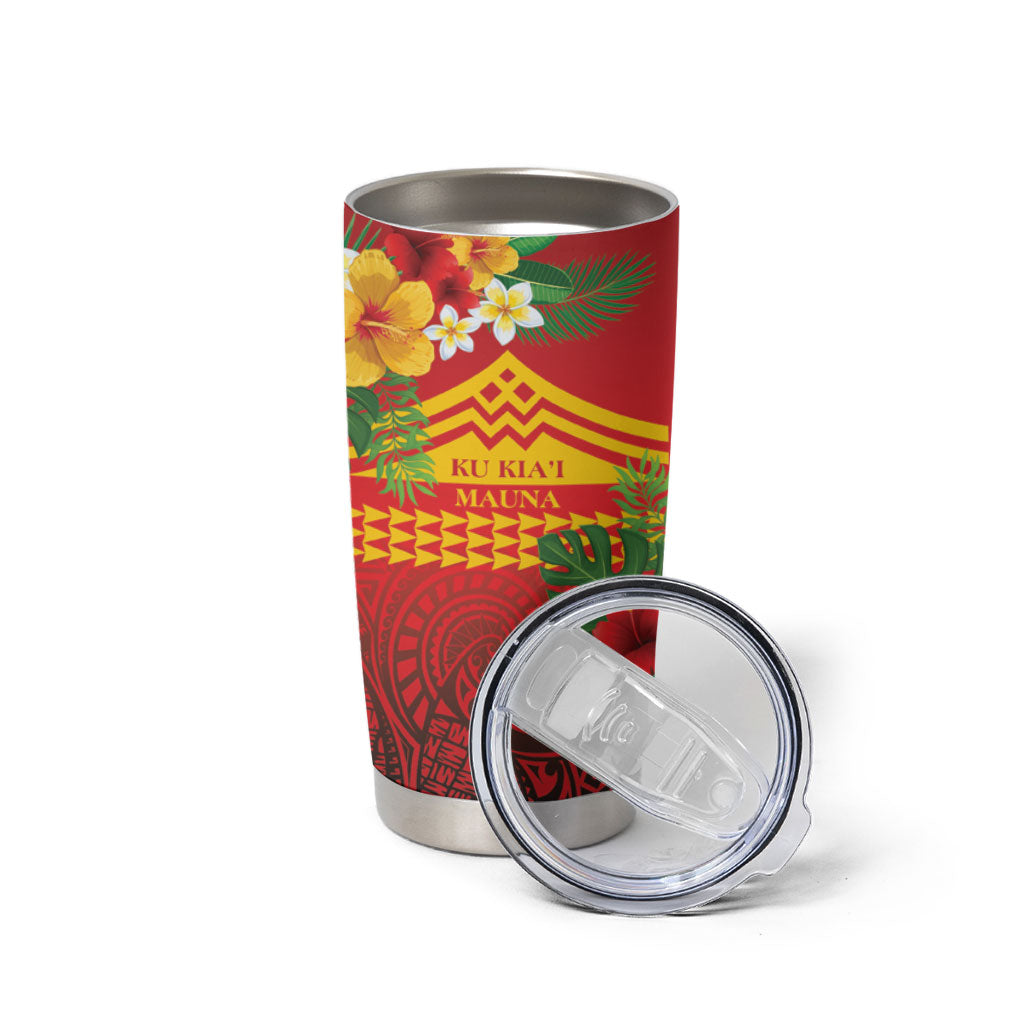 Hawaii Ku Kia'i Mauna Personalized Tumbler Cup Hibiscus Kakau Pattern