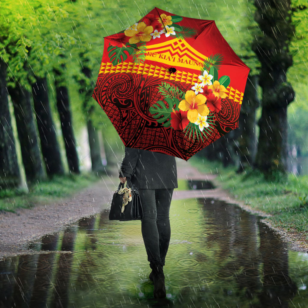 Hawaii Ku Kia'i Mauna Umbrella Hibiscus Kakau Pattern