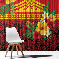 Hawaii Ku Kia'i Mauna Window Curtain Hibiscus Kakau Pattern