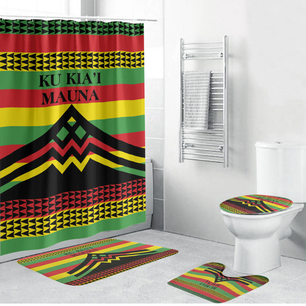 Hawaii Ku Kia'i Mauna Bathroom Set Hawaiian Kanaka Maoli Motif LT9 Bathroom Set (4 pcs) Green - Polynesian Pride