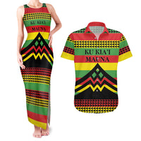 Hawaii Ku Kia'i Mauna Personalized Couples Matching Tank Maxi Dress and Hawaiian Shirt Hawaiian Kanaka Maoli Motif