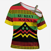 Hawaii Ku Kia'i Mauna Personalized Cross Shoulder Shirt Hawaiian Kanaka Maoli Motif