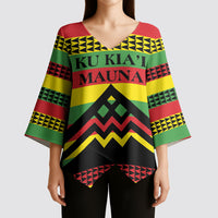 Hawaii Ku Kia'i Mauna Personalized Kimono Sleeve Blouse Hawaiian Kanaka Maoli Motif