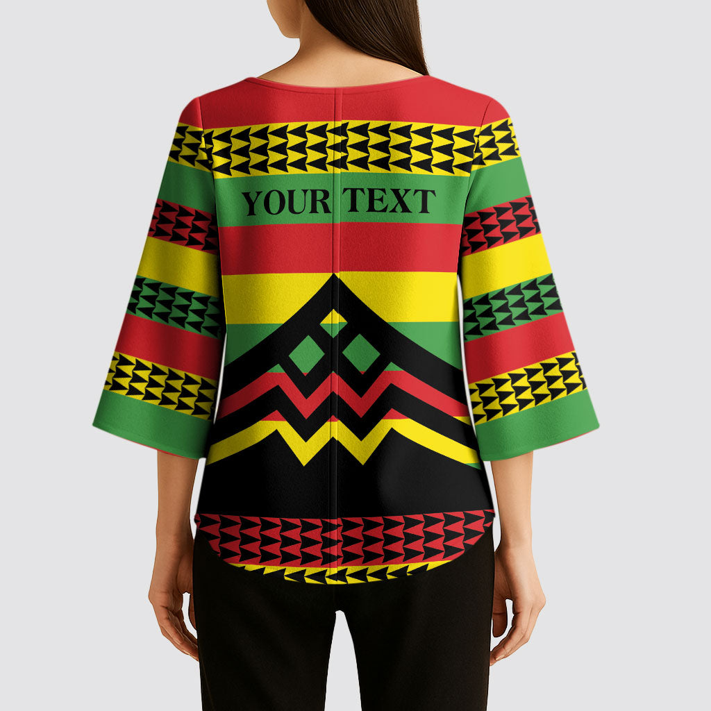 Hawaii Ku Kia'i Mauna Personalized Kimono Sleeve Blouse Hawaiian Kanaka Maoli Motif